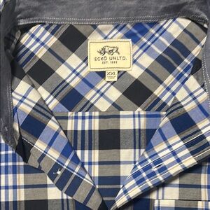 Ecko Unlimited Blue and White Casual Button Down Shirt